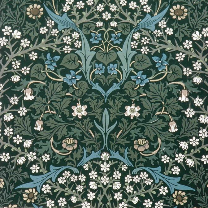 blue-and-white-flowers-on-green-william-morris
